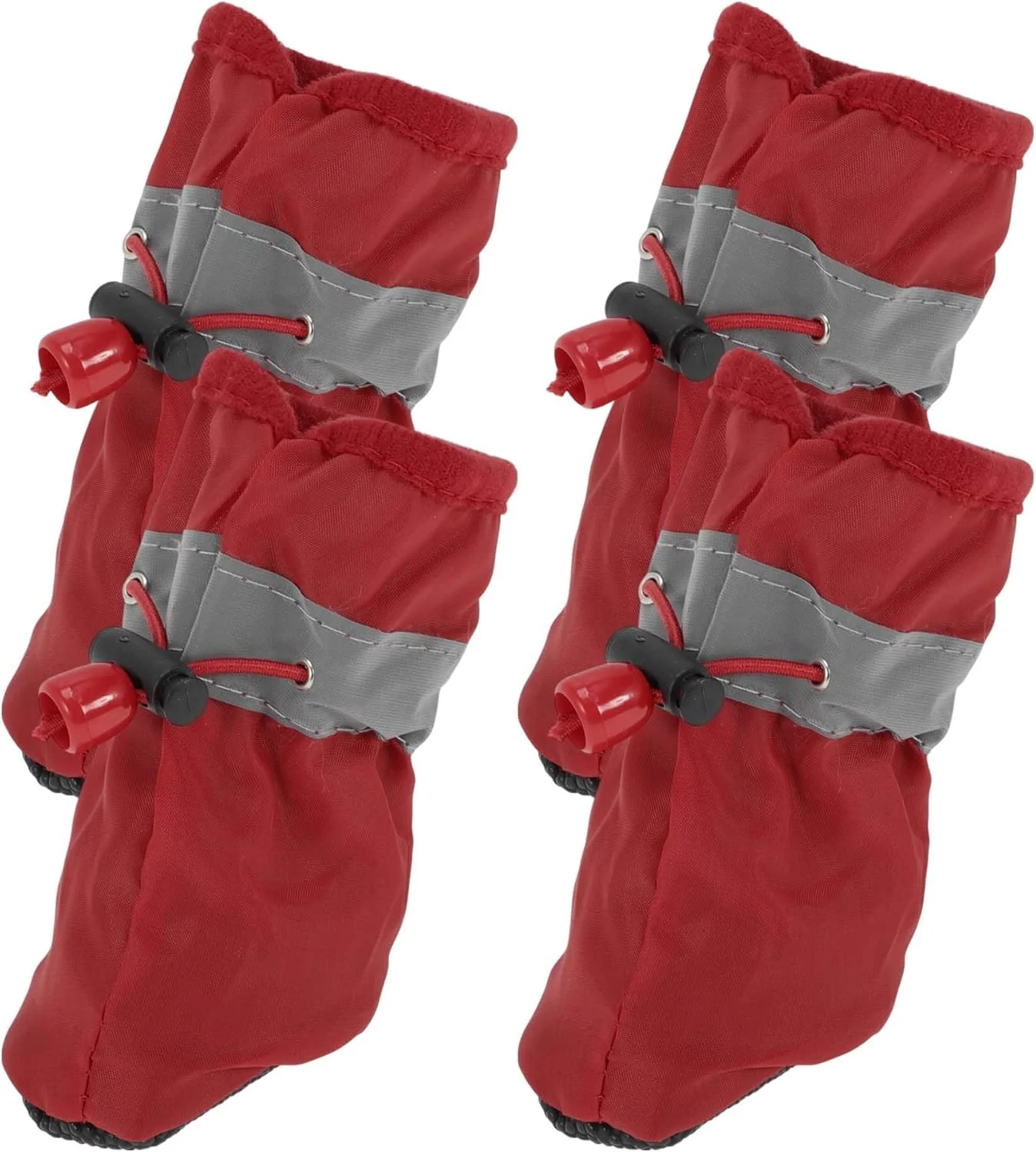 محافظ پنجه سگ بسته 4 عددی، جوراب ضد آب محافظ پنجه سگ با بند قابل تنظیم، سایز 5، قرمز، مناسب فضای داخلی و خارجی