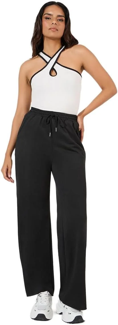 شلوار جاگر زنانه استایلی با پاچه گشاد و کمر بند دار