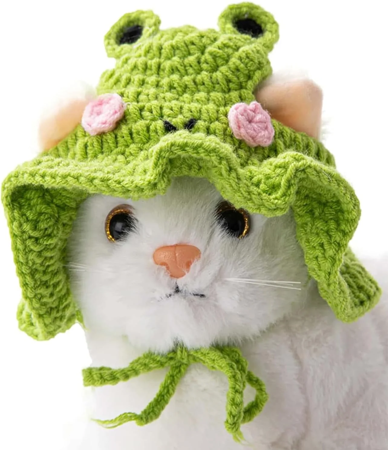 کلاه گربه، طرح کارتونی بافتنی کلاه سگ زیبا کلاه خرگوشی نرم لوازم جانبی سر پوشاک برای مهمانی هالووین کریسمس برای توله سگ گربه بچه گربه سگ های کوچک حیوانات کوچک سبز سایز متوسط