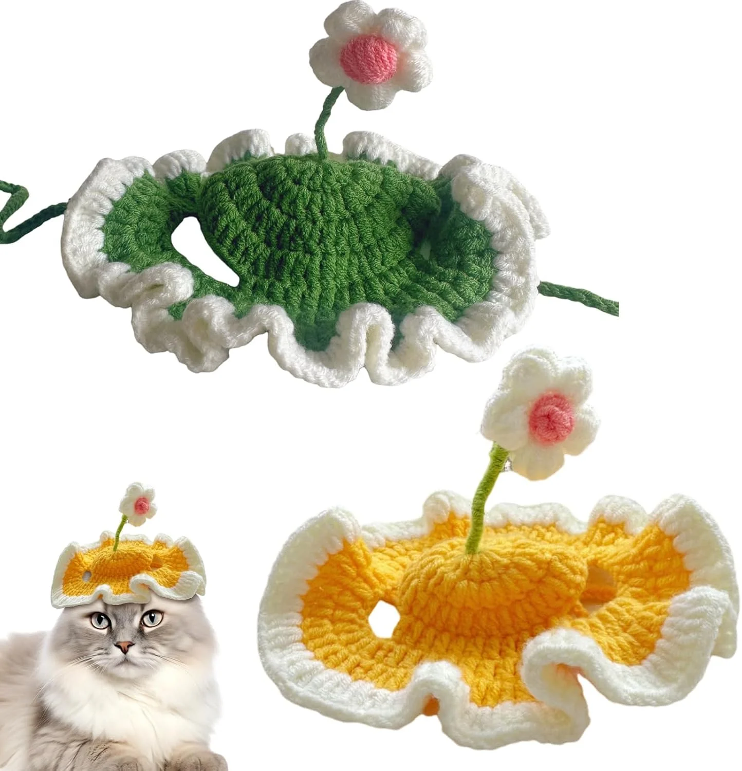 2 عدد کلاه گربه، کلاه سگ، کلاه حیوانات خانگی، کلاه بافتنی کارتونی بامزه گربه، کلاه حیوانات خانگی با طرح بامزه، لوازم جانبی سر با طرح کارتونی برای توله سگ، گربه، بچه گربه، سگ ها، کلاه تولد گربه برای تولد کریسمس