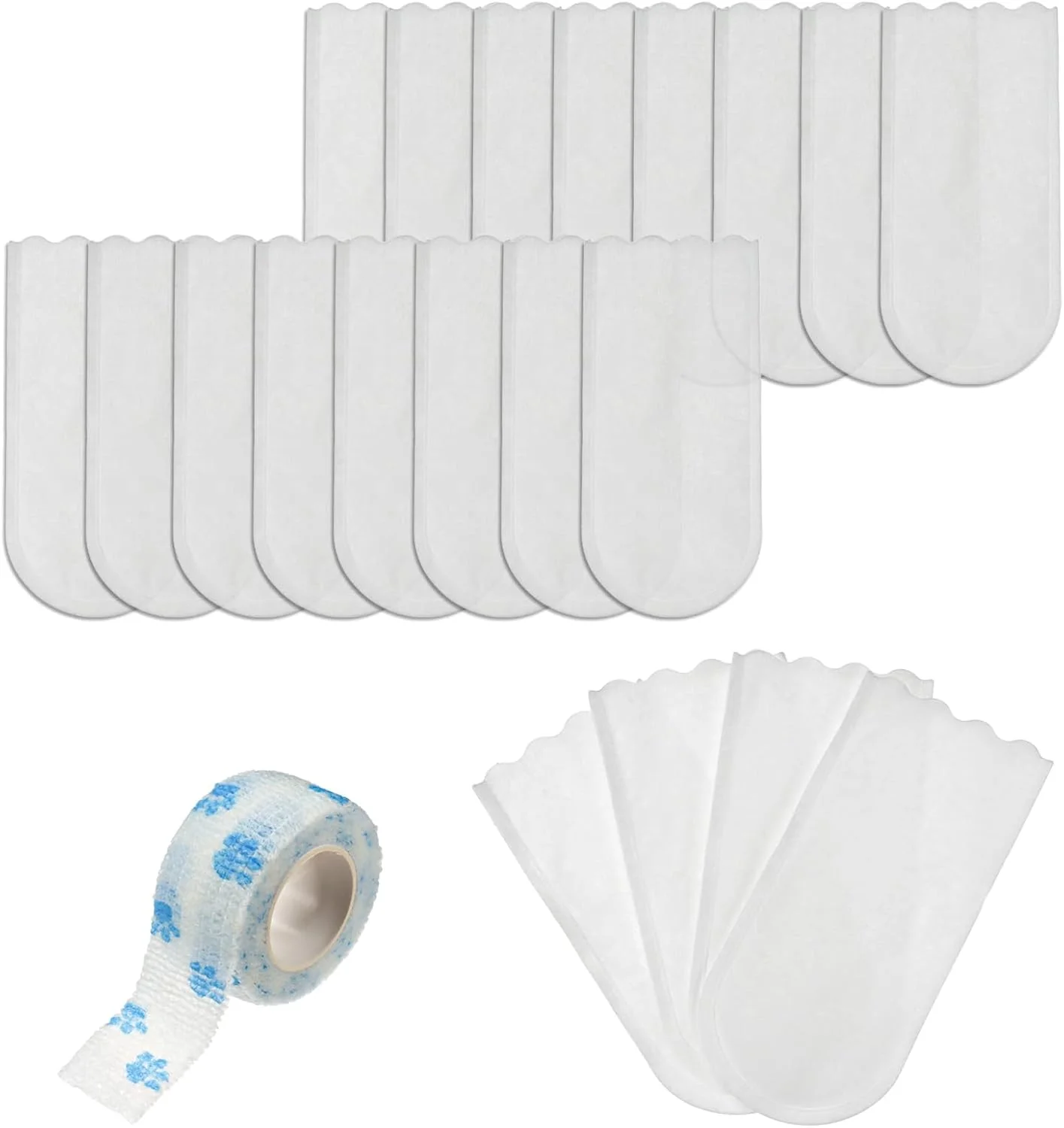 محافظ پنجه سگ یکبار مصرف کاسوتر 20 عددی برای پنجه های آسیب دیده، چکمه های ضد آب با نوار پزشکی، سفید