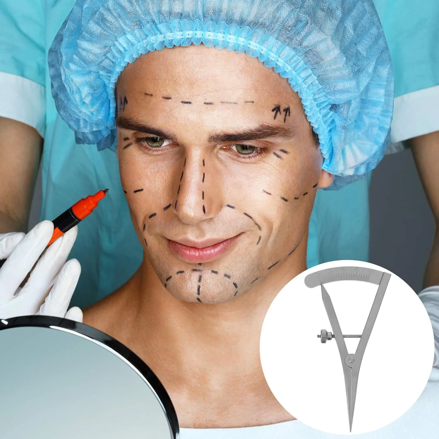 کولیس کاستروویجو دندانپزشکی 0 تا 20 میلی متر زاویه دار، خط کش اندازه گیری پلک، کولیس چشمی، ابزار جراحی