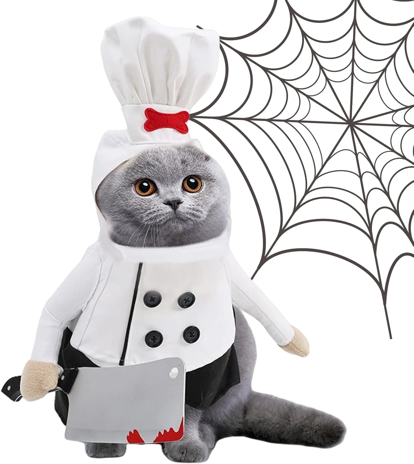 لباس هالووین گربه - لباس سرآشپز قابل تنظیم برای گربه ها و سگ ها - وسایل خنده دار و قابل تنظیم برای عکس با پیراهن سرآشپز، لباس حیوانات خانگی برای توله سگ های بزرگ، متوسط و کوچک
