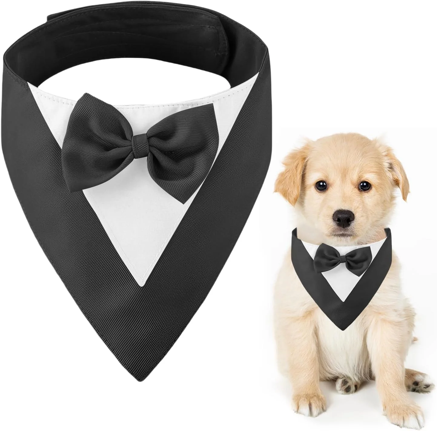 تاکسیدوی سگ CENCERY با پاپیون، یقه دستمال گردن عروسی سگ برای سگ های متوسط، لباس کت و شلوار سگ برای عروسی ها، نامزدی ها و تولدها (گردن: 35-45 سانتی متر، مشکی)