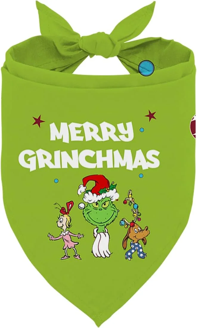 دستمال گردن سگ زمستانی، دستمال گردن سگ کریسمس با طرح شخصیت کارتونی خنده دار، روسری مثلثی راحت قابل تنظیم حیوان خانگی، هدیه حیوان خانگی سال نو کریسمس