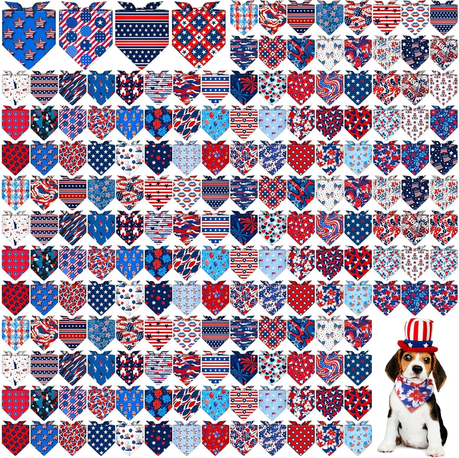 180 عدد دستمال گردن سگ طرح جشن استقلال آمریکا، دستمال سه گوش قابل تنظیم و شستشو، پیشبند طرح پرچم زیبا برای تزئین لباس حیوانات خانگی