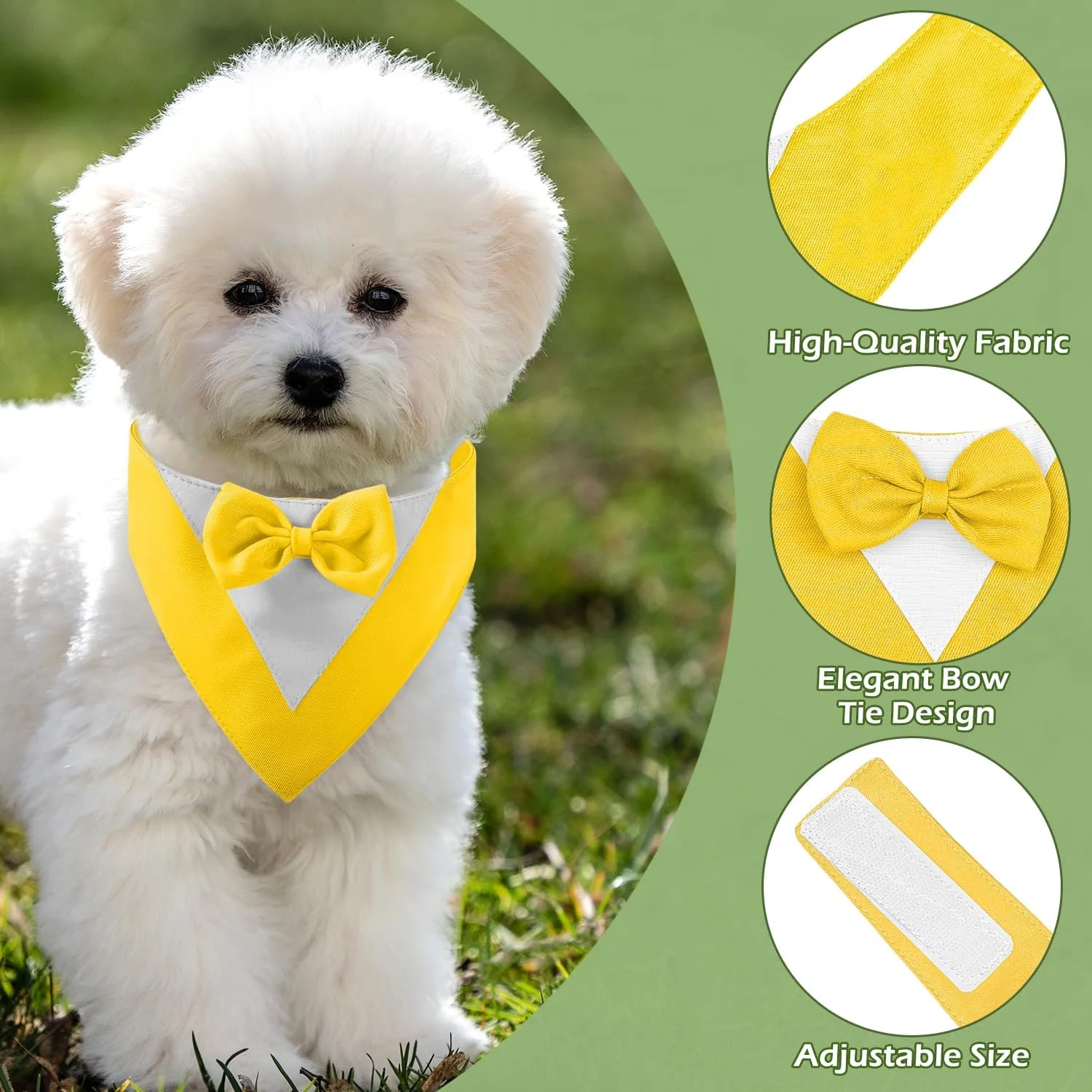 پاپیون سگ CENCERY، یقه دستمال گردن سگ برای سگ های کوچک، کت و شلوار سگ برای عروسی، نامزدی، مهمانی ها و تولدها (گردن: 20-30 سانتی متر، زرد) پاپیون سگ CENCERY، یقه دستمال گردن سگ برای سگ های کوچک، کت و شلوار سگ برای عروسی، نامزدی، مهمانی ها و تولدها (گردن: 20-30 سانتی متر، زرد)
