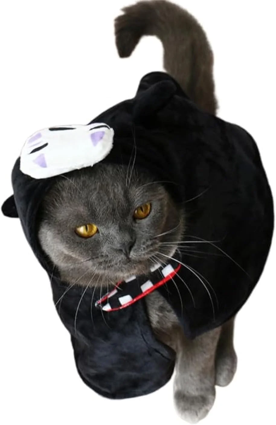 لباس حیوانات خانگی چوچوچو، لباس کاسپلی بدون چهره برگرفته از انیمه شهر اشباح برای سگ ها و گربه ها، روپوش انیمه ای پولیشی برای هالووین، طراحی چسبی قابل تنظیم، مناسب برای حیوانات خانگی کوچک، متوسط و بزرگ (M/L)