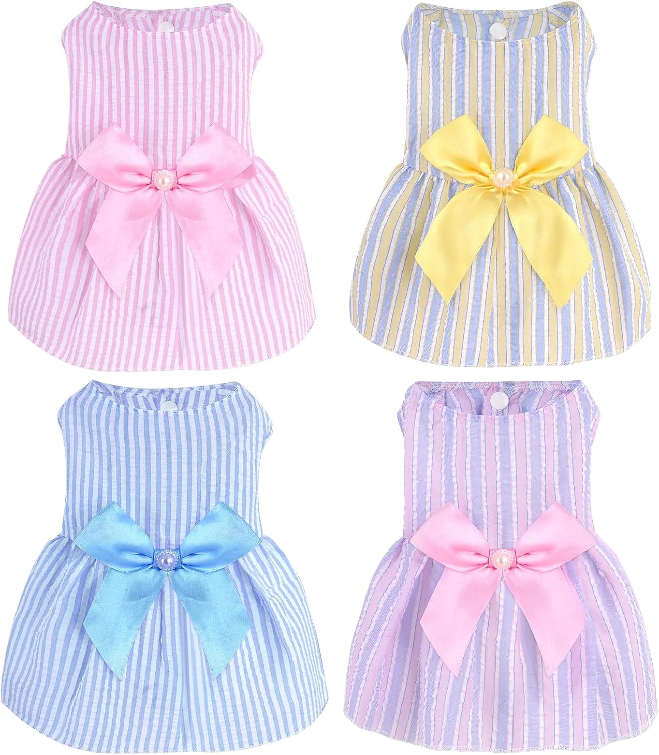 چهار عدد پیراهن سگ پاپیونی Choyaxo، پیراهن های سگ زیبا، لباس حیوانات خانگی، دامن توله سگ، لباس تابستانی حیوانات خانگی برای توله سگ و گربه های کوچک