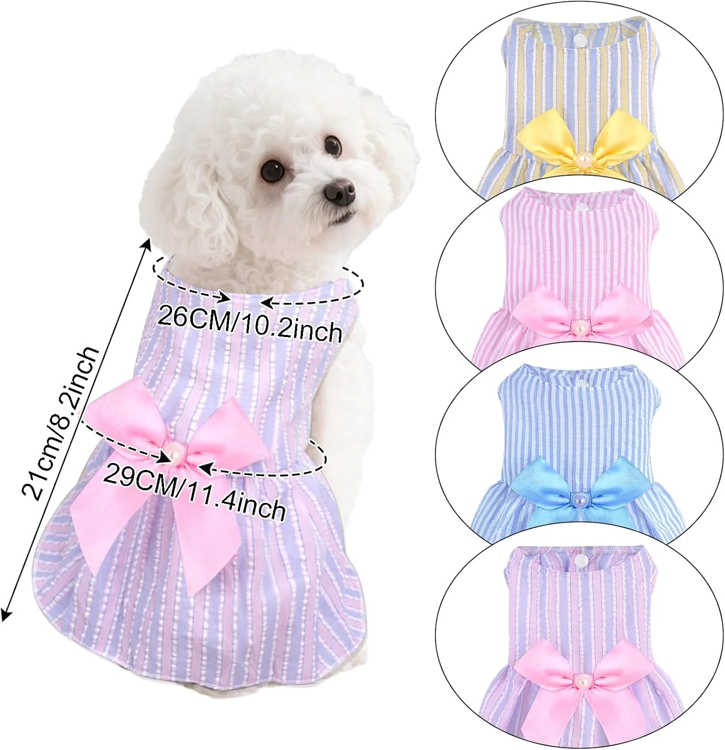 چهار عدد پیراهن سگ پاپیونی Choyaxo، پیراهن های سگ زیبا، لباس حیوانات خانگی، دامن توله سگ، لباس تابستانی حیوانات خانگی برای توله سگ و گربه های کوچک