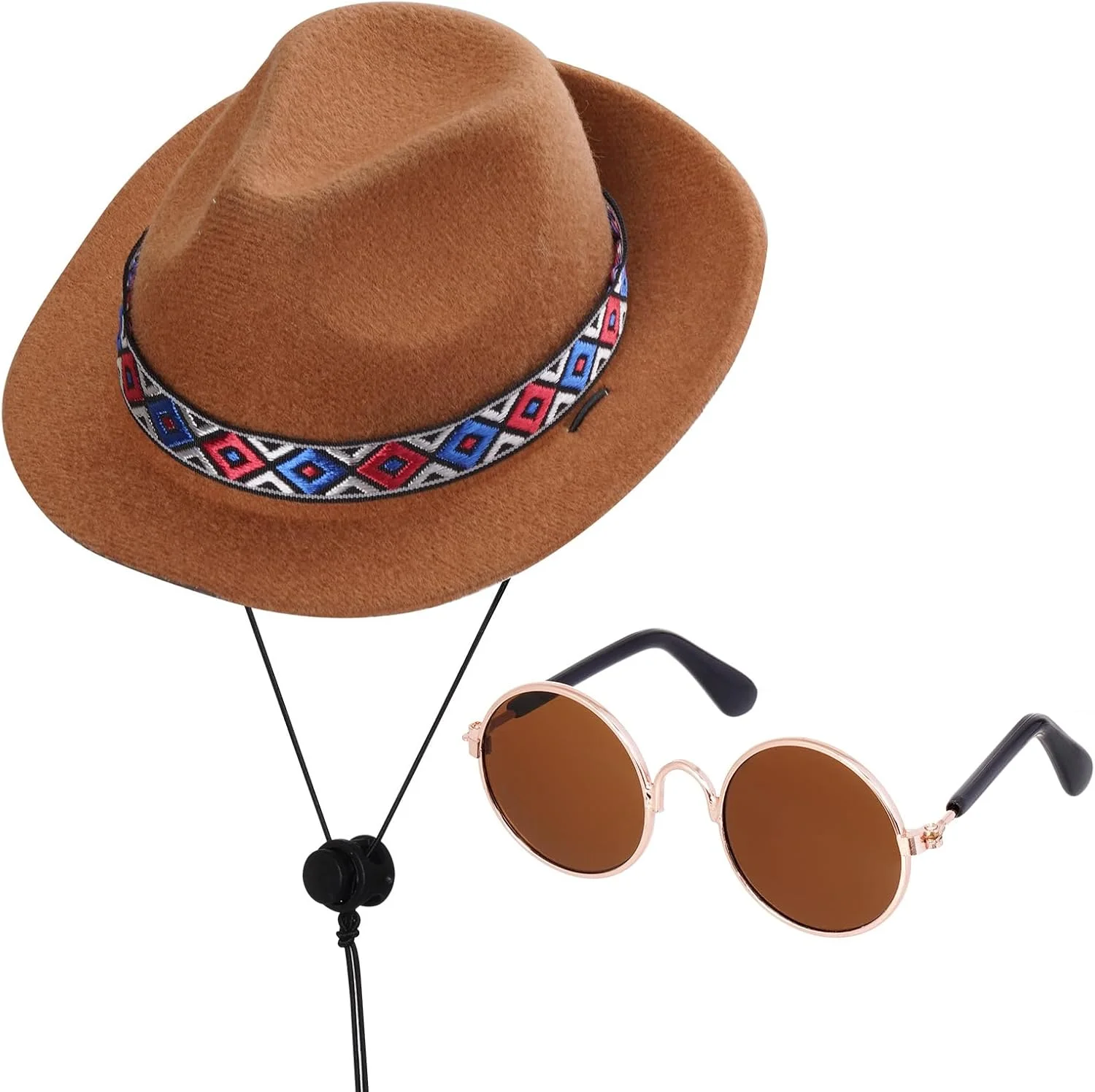 ست لباس گاوچران حیوانات خانگی Choyaxo شامل کلاه گاوچرانی و عینک آفتابی برای سگ و گربه