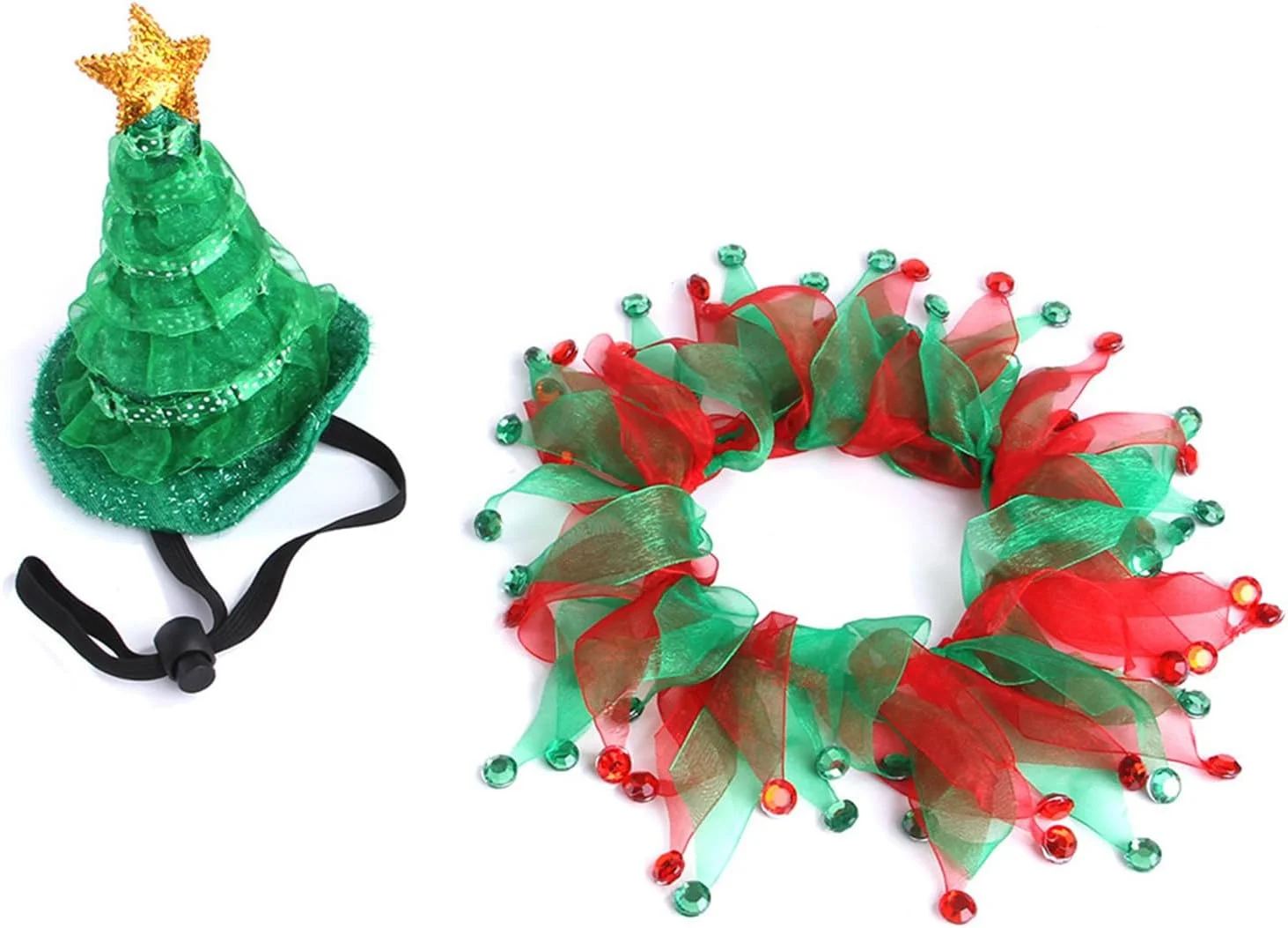 کلاه و شال گردن کریسمس برای گربه و سگ های کوچک، کلاه خنده دار، لباس های گرم زمستانی برای سال نو، لباس خنده دار