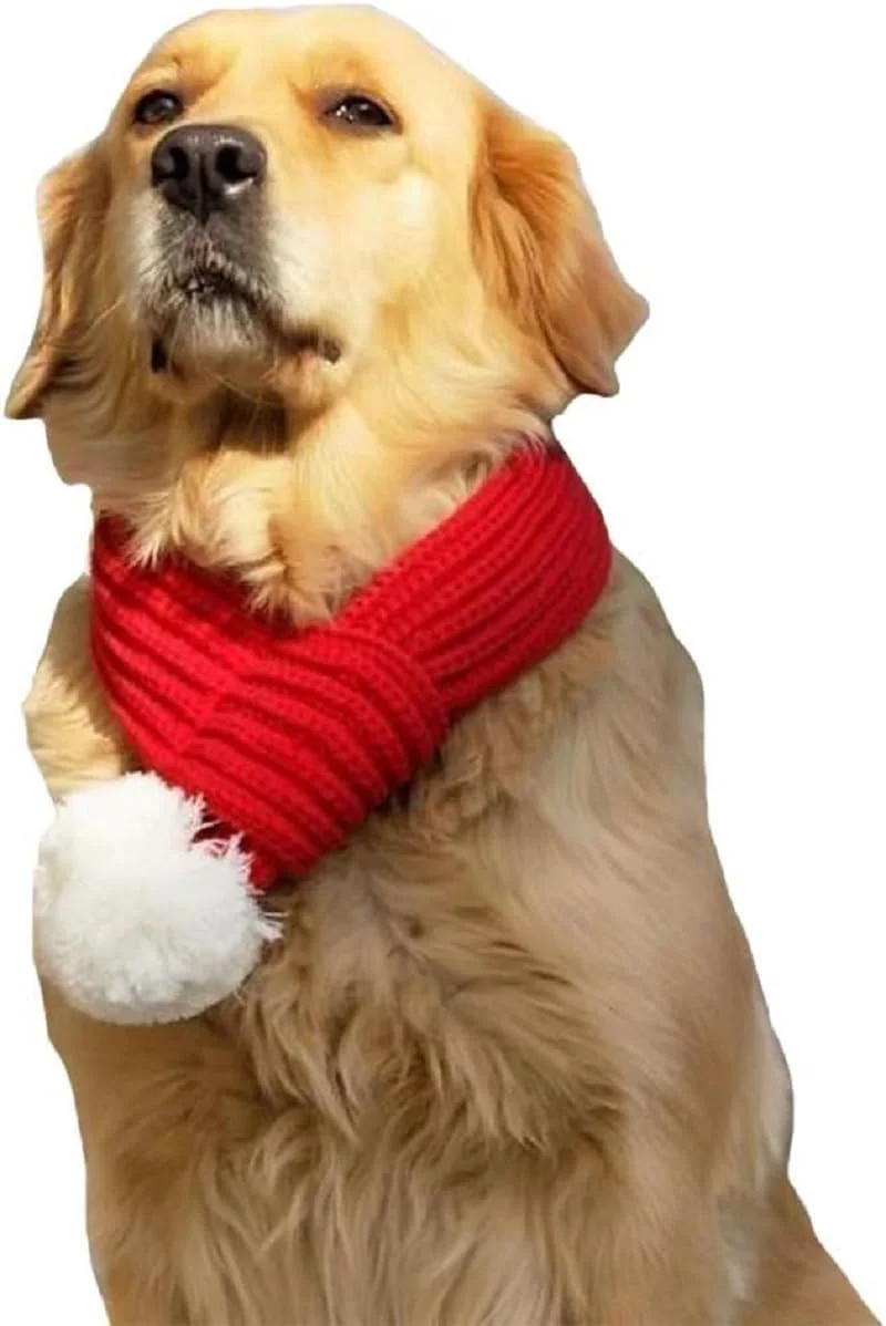 شال گردن کریسمس طرح بابانوئل برای سگ های کوچک تا بزرگ، لوازم جانبی لباس مهمانی تعطیلات حیوانات خانگی (قرمز، بزرگ)