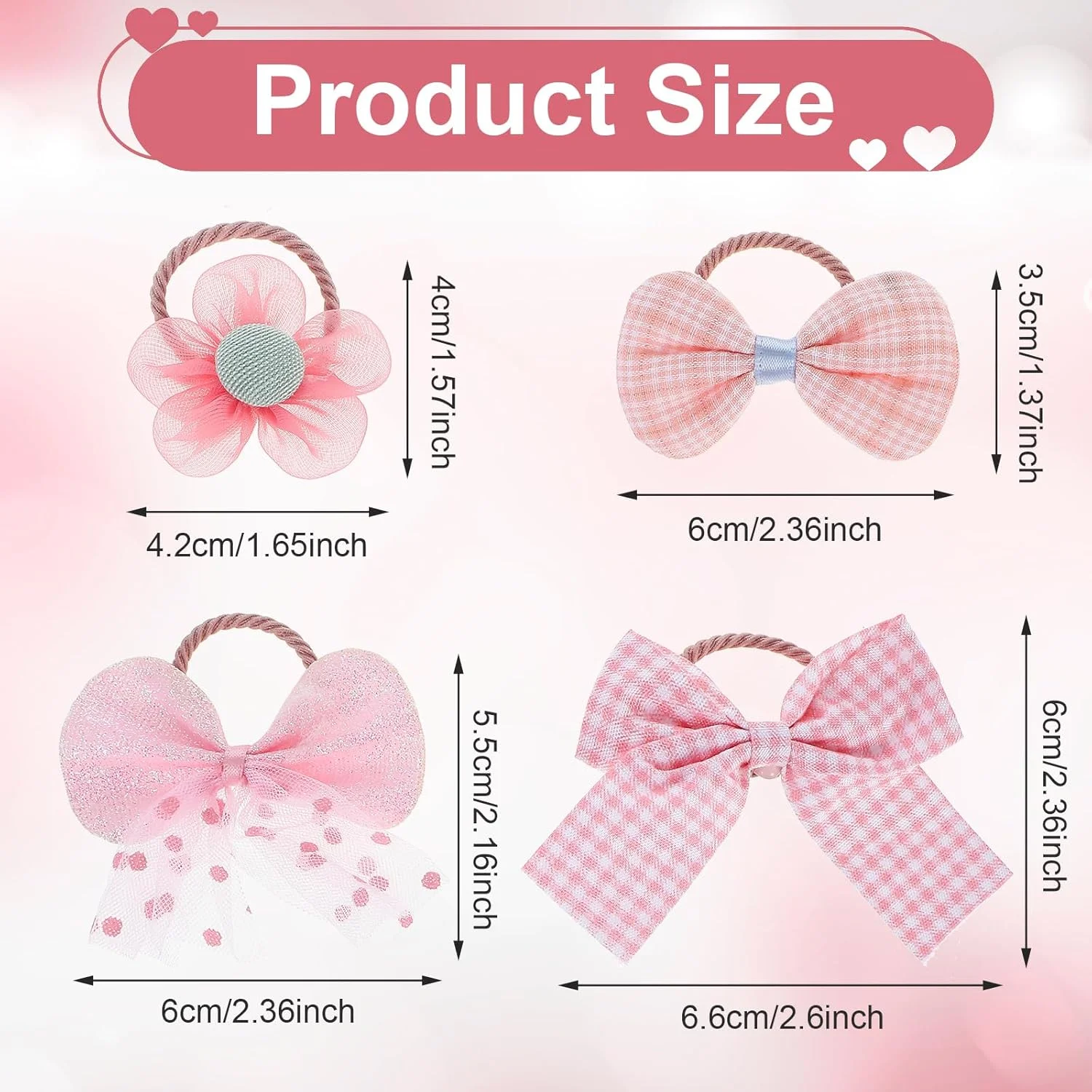 20 عدد پاپیون موی سگ صورتی با کش مو، لوازم جانبی موی زیبا گره بالایی پاپیونی برای سگ دختر، کش موی سایز کوچک و بزرگ برای سگ، گربه