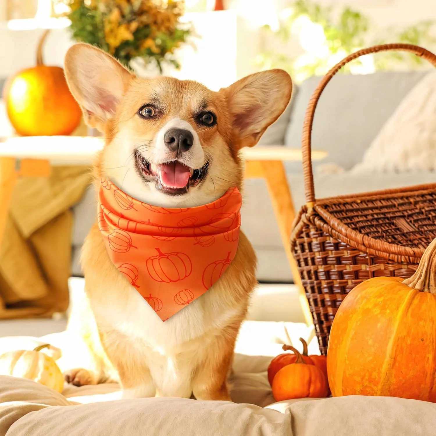 چونفول 100 عدد دستمال گردن سگ طرح پاییز، دستمال سه گوش حیوانات خانگی با طرح کدو تنبل، ست دستمال سر برای سگ های کوچک و بزرگ، لوازم جانبی لباس شکرگزاری (65x45x45 سانتی متر)