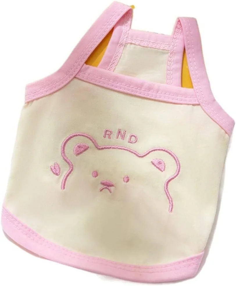 لباس سگ طرح خرس تدی، لباس توله سگ خنک و تنفسی، تاپ سگ کوچک و متوسط (S، صورتی)