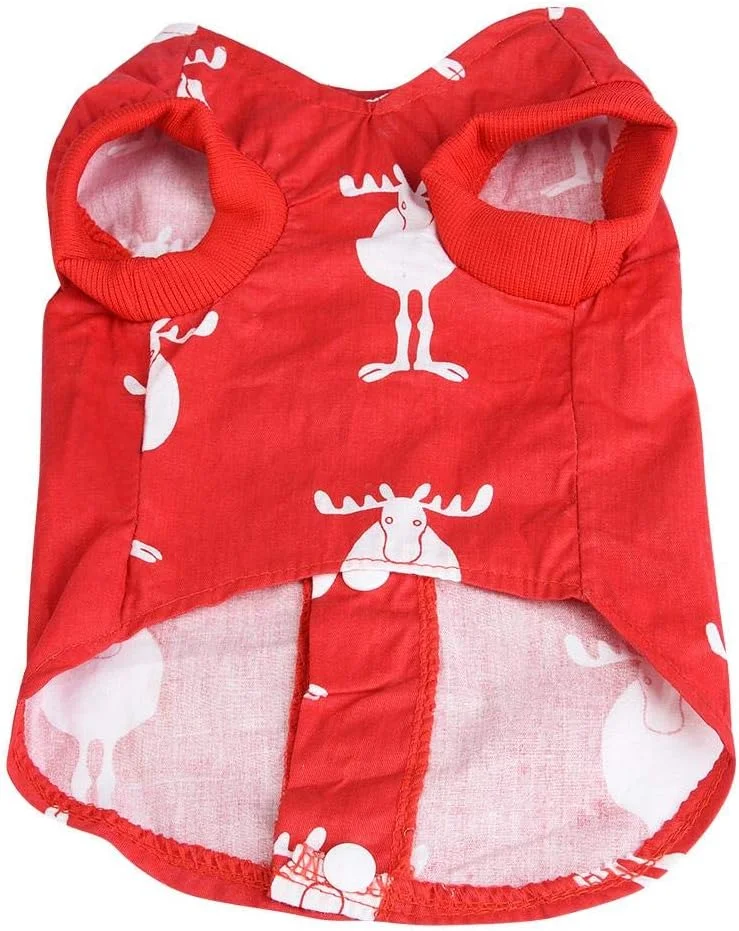 لباس حیوانات خانگی جلیقه قرمز گوزن کریسمس پیراهن بدون آستین سگ برای سگ های کوچک و متوسط (S)