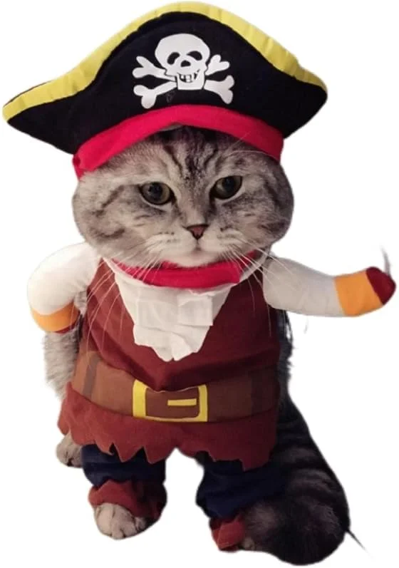لباس دزد دریایی حیوانات خانگی، مناسب سگ و گربه به همراه کلاه