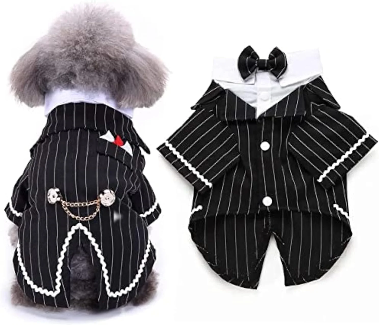 لباس سگ کوچک، پیراهن گربه سگ جنتلمن، لباس حیوان خانگی توله سگ، پاپیون، کت و شلوار، پیراهن عروسی گربه، تاکسیدو رسمی با کراوات مشکی