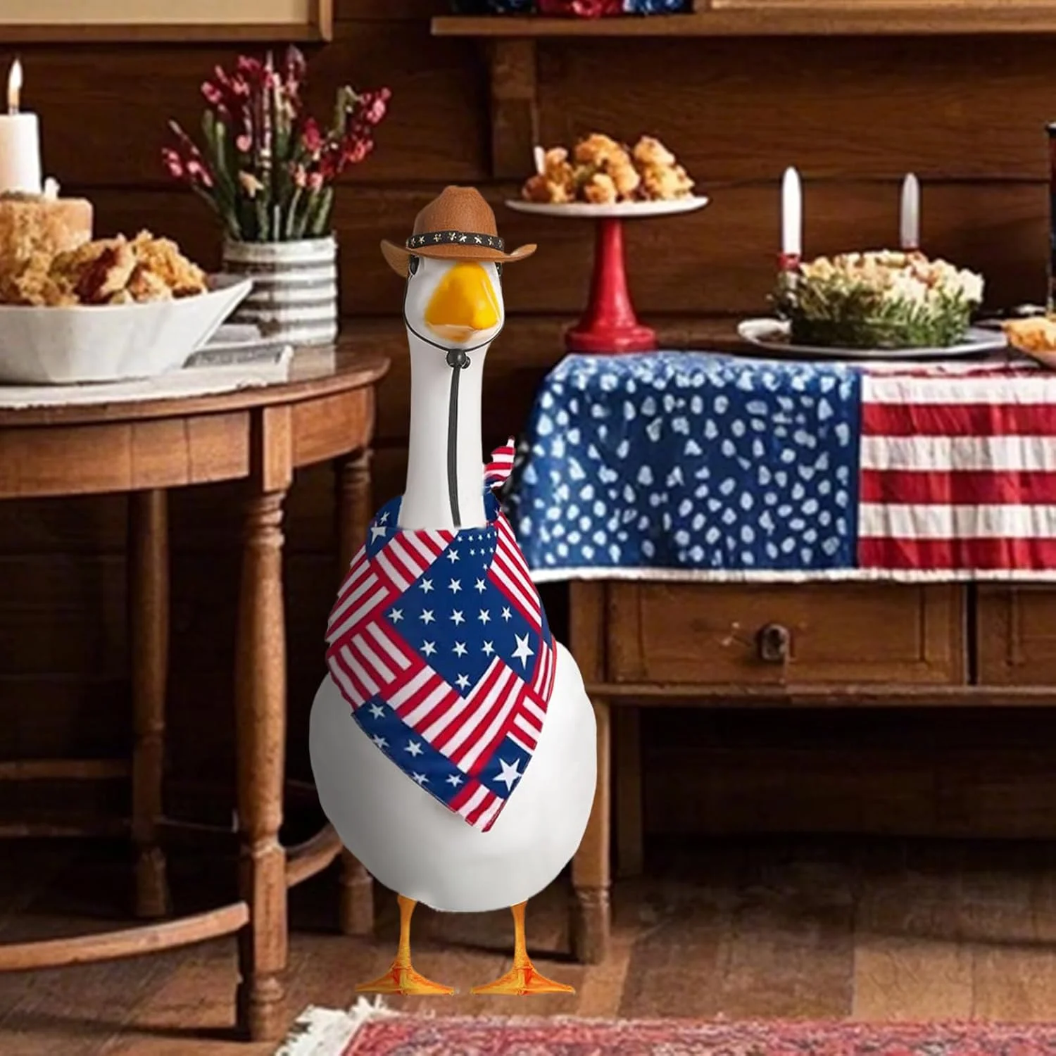 لباس غازهای روز استقلال، لباس حیوانات با طرح پرچم، لباس زیبای تعطیلات برای غازها، مناسب تزئینات ایوان و مهمانی در فضای باز