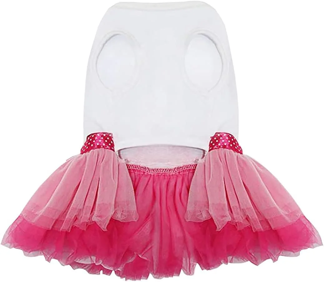 لباس سگ دامن توله سگ لوکس لباس سگ لباس مجلسی عروسی دامن توتو طرح لب قرمز و پاپیون مناسب سگ های کوچک دخترانه (قرمز، XL)