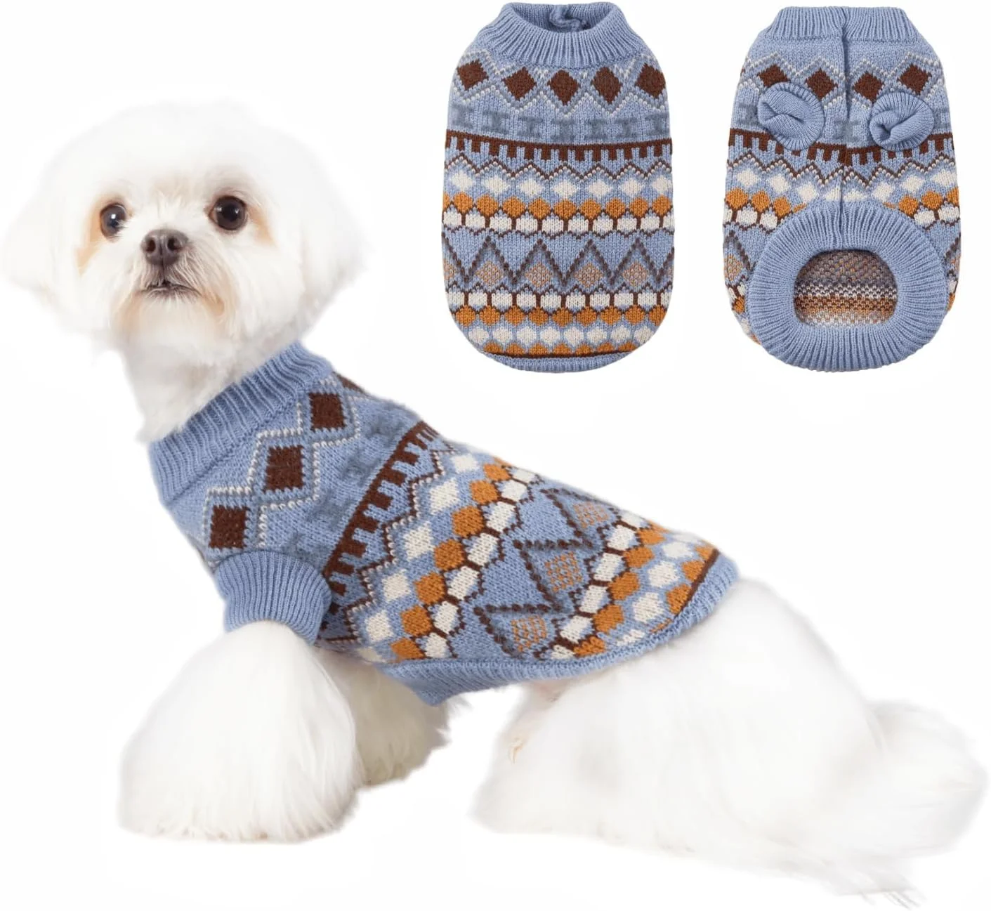 لباس حیوانات خانگی، پلیور دو پا گربه تدی ویپ لباس سگ توله سگ پلیور ضخیم کلاسیک آبی سایز L