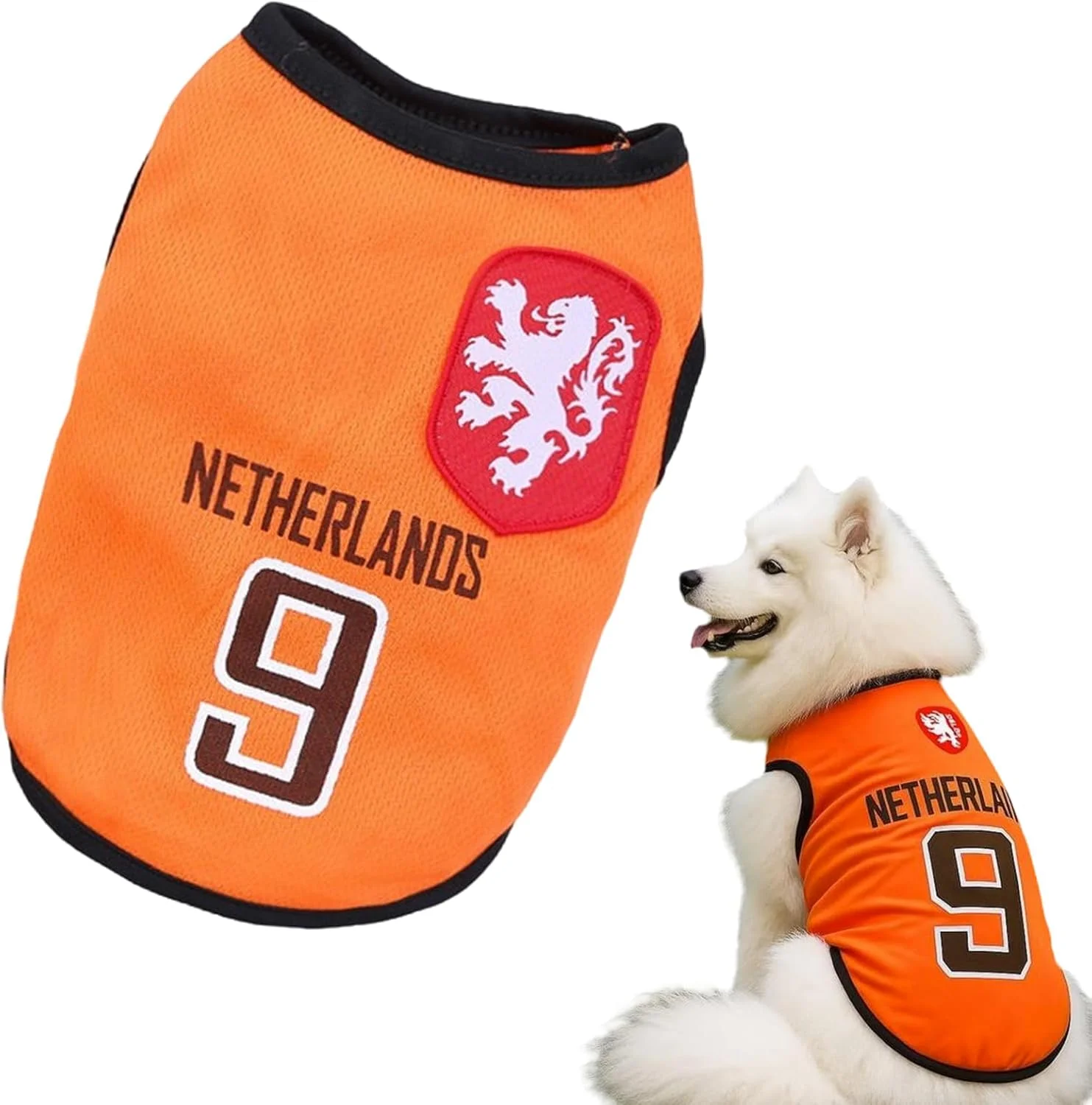 لباس حیوانات خانگی برای سگ متوسط، پیراهن سگ بزرگ تابستانی تنفسی برای پیاده روی در فضای باز، لباس ورزشی طرح پیراهن فوتبال توله سگ، نارنجی، 4XL