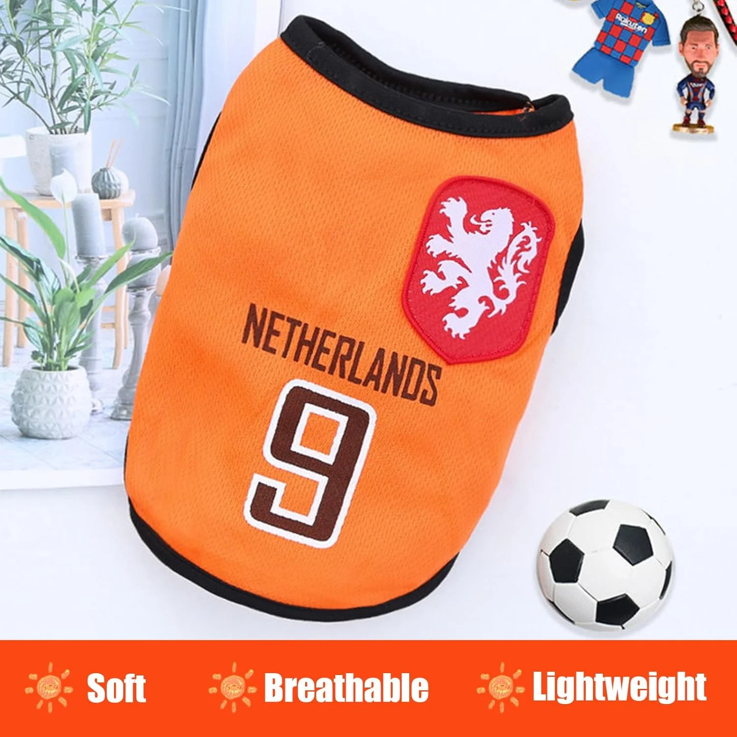 لباس حیوانات خانگی برای سگ متوسط، پیراهن سگ بزرگ تابستانی تنفسی برای پیاده روی در فضای باز، لباس ورزشی طرح پیراهن فوتبال توله سگ، نارنجی، 4XL