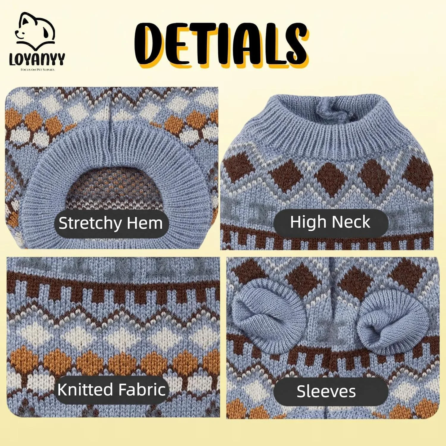 لباس حیوانات خانگی، پلیور دو پا گربه تدی ویپ لباس سگ توله سگ پلیور ضخیم کلاسیک آبی سایز L