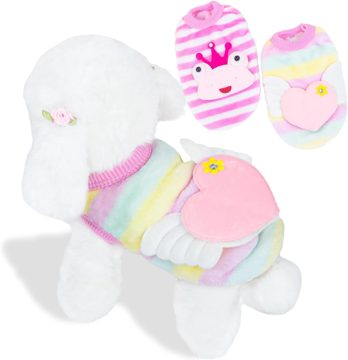 ست دو عددی لباس سگ فنجانی، ژاکت پشمی نرم و گرم برای سگ های خیلی کوچک، مناسب توله سگ، چیواوا، یورکی، لباس پاییزی و زمستانی زیبا برای حیوانات خانگی مانند بچه گربه، خرگوش، خوکچه هندی، سایز XXS مناسب سگ های 0.3 تا 0.7 کیلوگرم