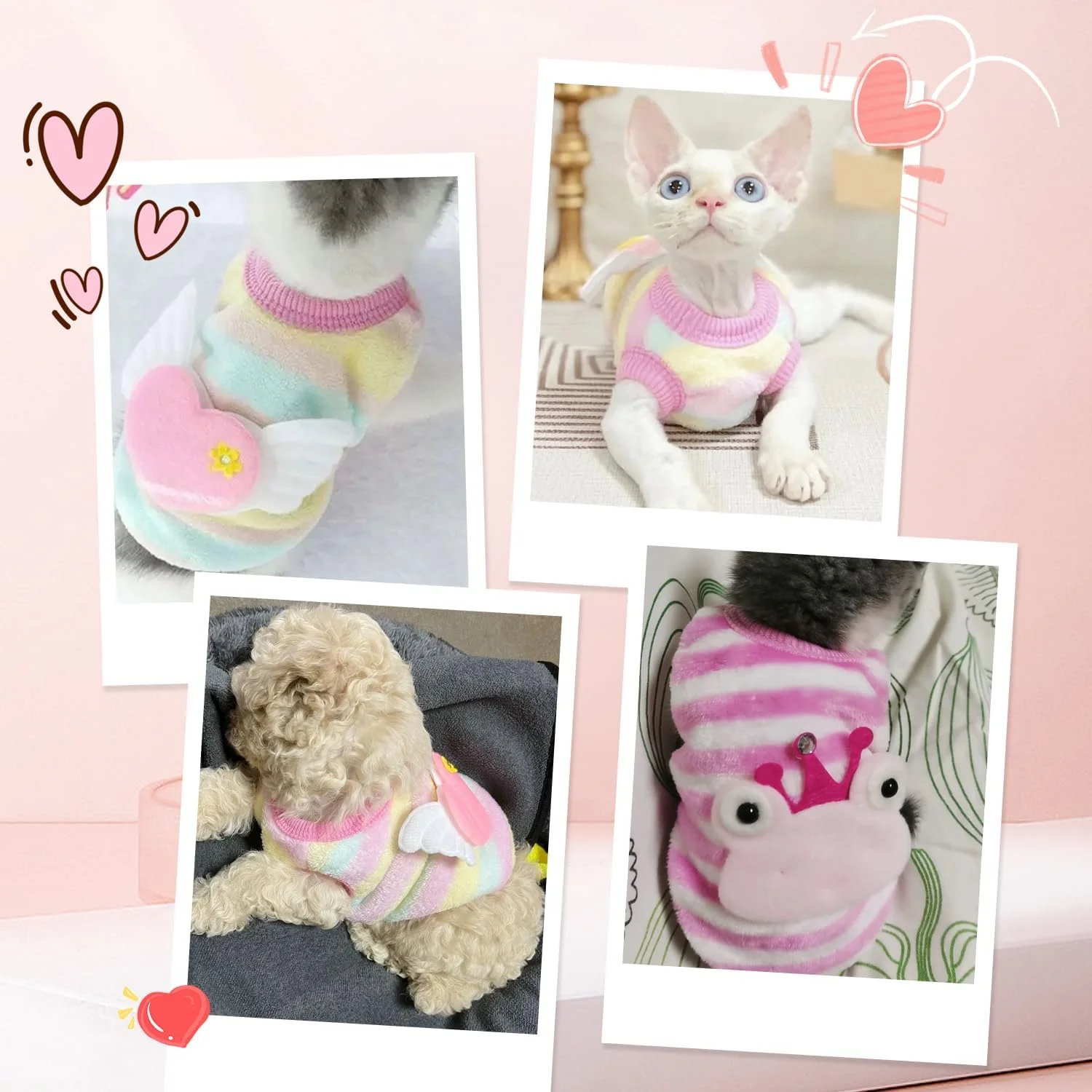 ست دو عددی لباس سگ فنجانی، ژاکت پشمی نرم و گرم برای سگ های خیلی کوچک، مناسب توله سگ، چیواوا، یورکی، لباس پاییزی و زمستانی زیبا برای حیوانات خانگی مانند بچه گربه، خرگوش، خوکچه هندی، سایز XXS مناسب سگ های 0.3 تا 0.7 کیلوگرم