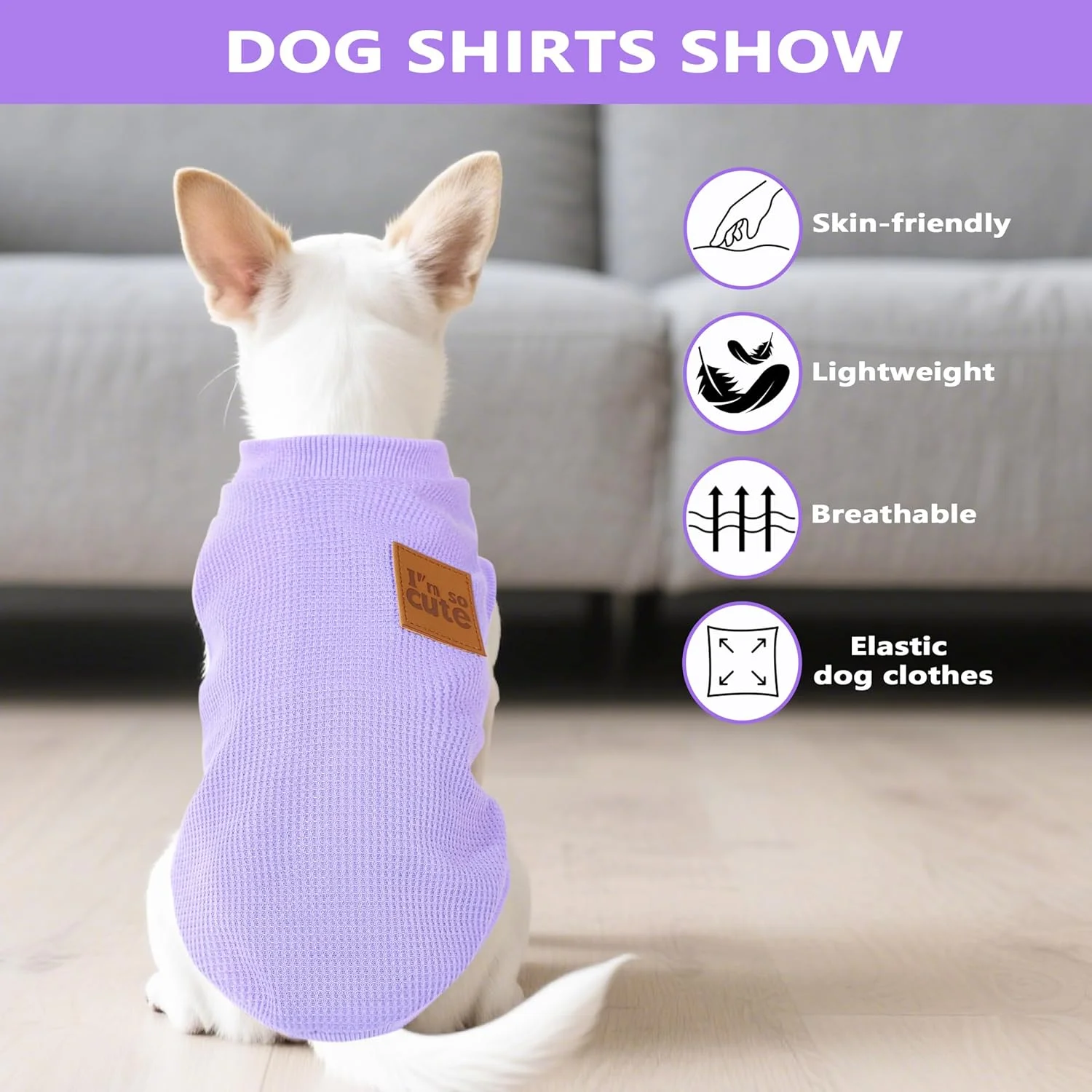 ست 2 عددی تیشرت سگ، لباس سگ برای سگ های کوچک، تیشرت های توله سگ وافل تابستانی، لباس های نرم و بدون آستین حیوانات خانگی، لباس سگ سبک وزن متوسط ​​بزرگ، لباس گربه (بنفش + خاکی، خیلی کوچک)