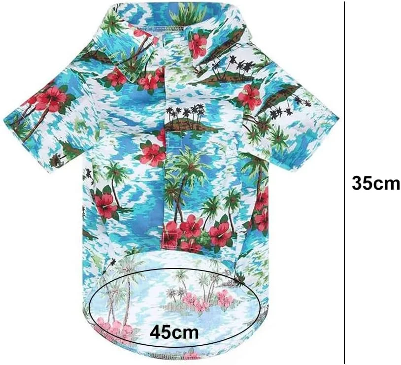 پیراهن سگ برای سگ های کوچک، لباس سگ، پیراهن های هاوایی برای حیوانات خانگی، پیراهن های ساحلی، تی شرت تابستانی تنفسی سگ، آستین کوتاه تابستانی حیوانات خانگی، بسته 4 عددی (L)، مناسب برای 3.5-4.5 کیلوگرم Tokaneit