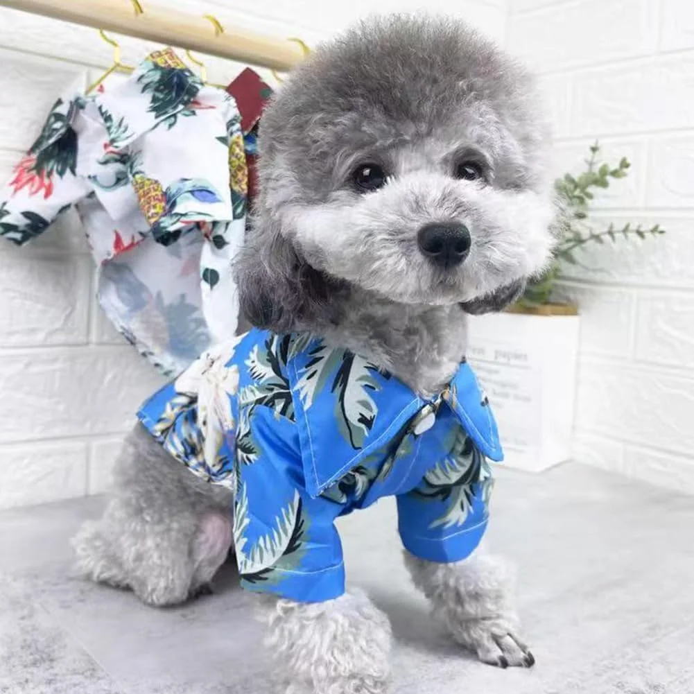 پیراهن سگ برای سگ های کوچک، لباس سگ، پیراهن های هاوایی برای حیوانات خانگی، پیراهن های ساحلی، تی شرت تابستانی تنفسی سگ، آستین کوتاه تابستانی حیوانات خانگی، بسته 4 عددی (L)، مناسب برای 3.5-4.5 کیلوگرم Tokaneit