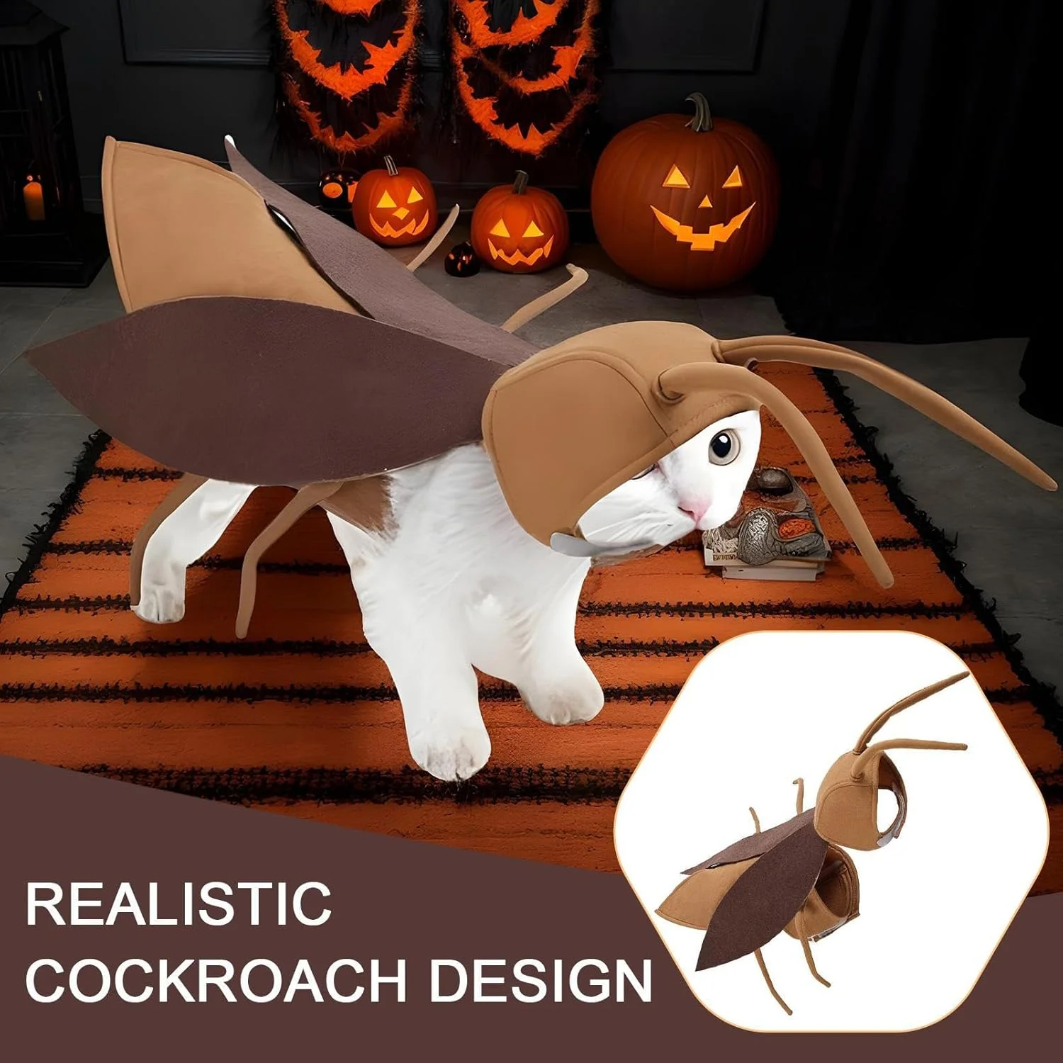 لباس سوسک برای گربه ها | ست شنل بامزه بچه گربه | لوازم جانبی لباس تنفسی واقعی برای لباس مهمانی تعطیلات سگ بچه گربه