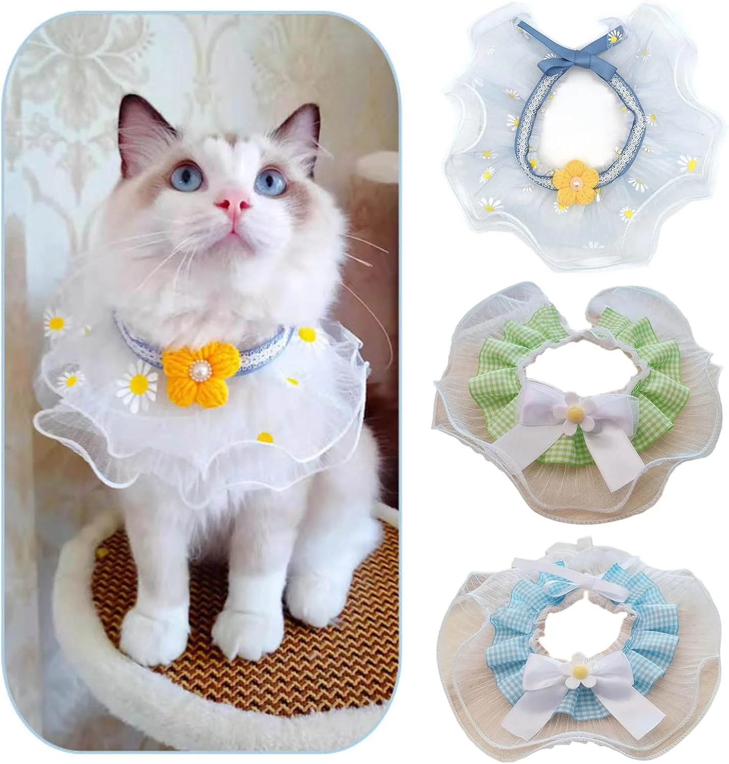 قلاده سگ یقه توری، روسری سگ، پیشبند، گردنبند، کراوات، بند گردن، لوازم جانبی روسری برای بچه گربه و توله سگ