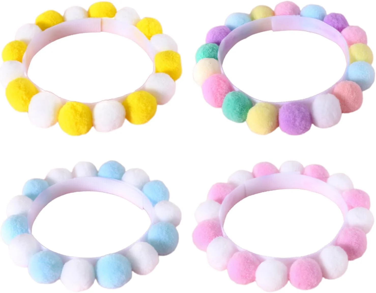 قلاده چسبی رنگارنگ با تزئین پوم پوم قابل تنظیم برای جشن تولد حیوانات خانگی و تزئینات کریسمس