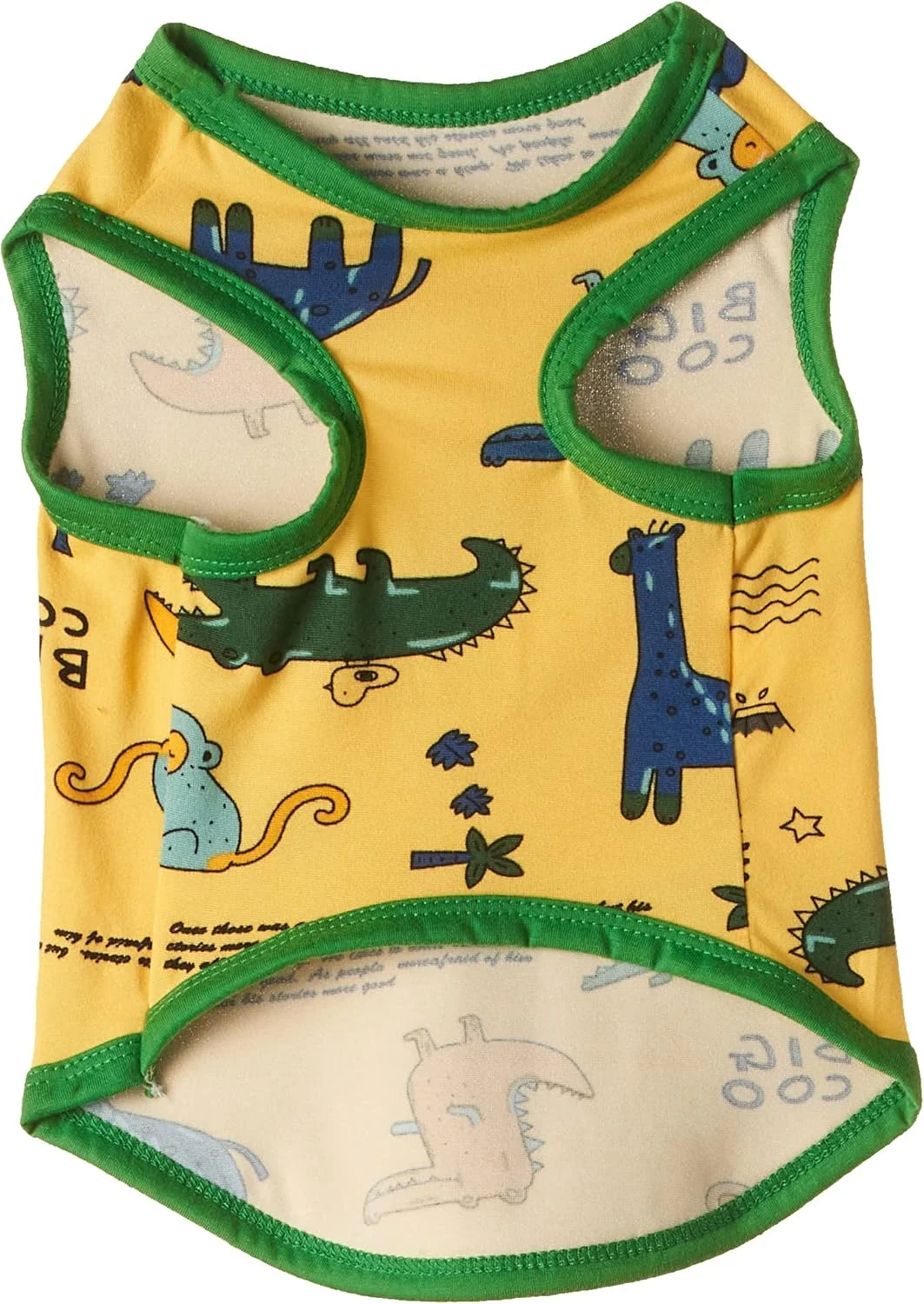 لباس بهاری اوهانا، جلیقه طرح‌دار با یقه گرد برای گربه‌ها و سگ‌ها، رنگ زرد با طرح حیوانات، سایز متوسط، Pcs0021/04