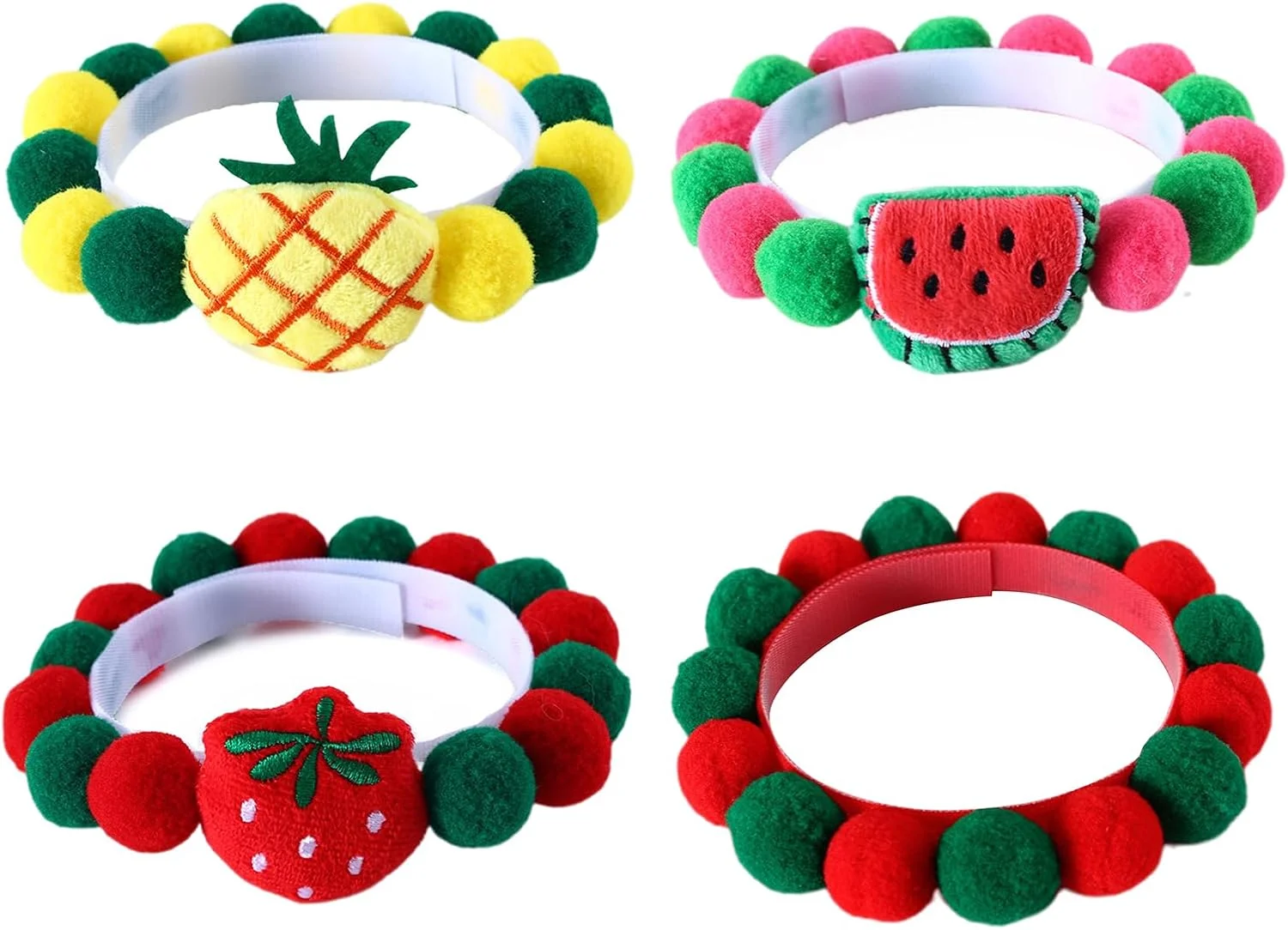 قلاده چسبی رنگارنگ برای جشن تولد حیوانات خانگی و تزئینات کریسمس، قلاده های پوم پوم قابل تنظیم