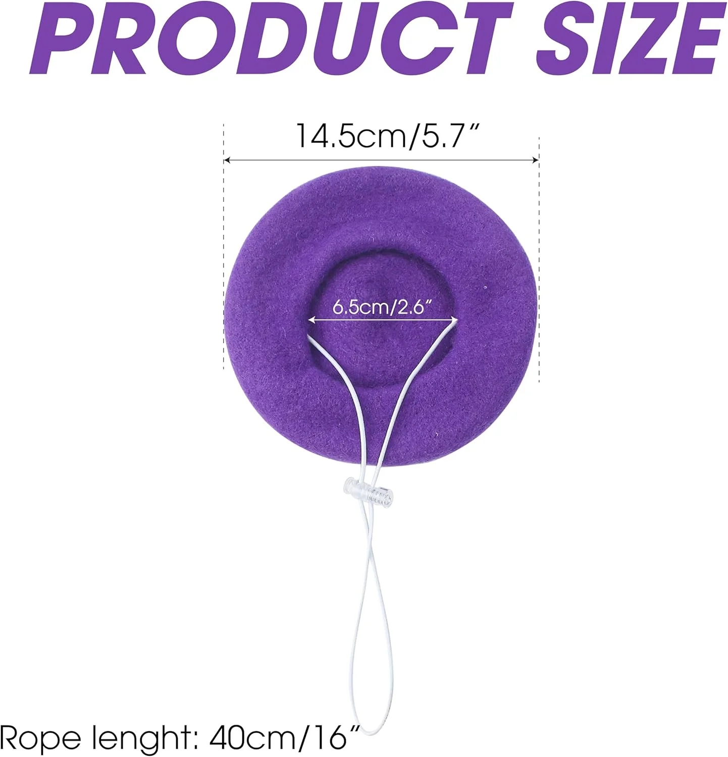 کلاه بره سگ برای سگ های کوچک، گربه، عروسک، کلاه مینی پشمی رنگارنگ، لوازم جانبی خلاقانه، کلاه سر حیوانات خانگی، کلاه هنرمند قارچی فرانسوی، کلاه بافتنی، لوازم جانبی موی یکدست، دکور، لوازم عکس کریسمس - بنفش