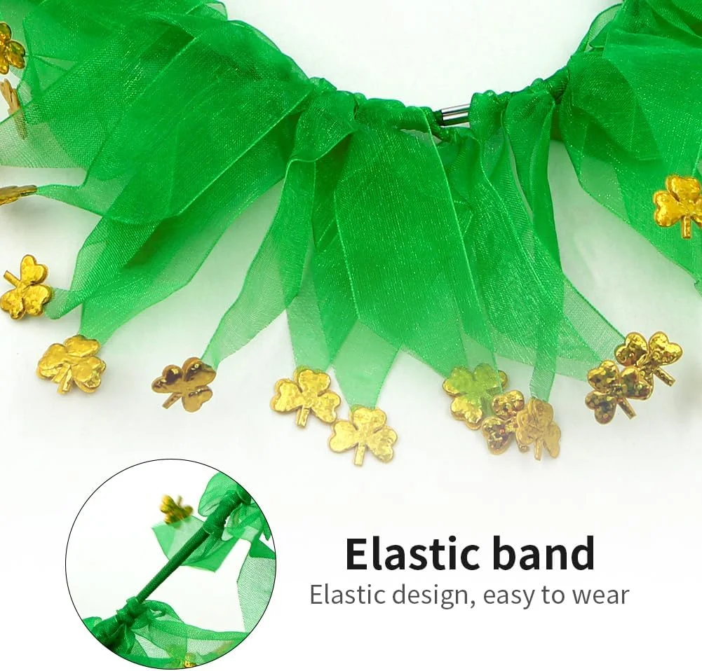 قلاده های فانتزی حیوانات خانگی برای لباس سنت پاتریک، قلاده های سگ الاستیک نرم و زیبا با آویز شبدر برای لباس مهمانی توله سگ و گربه