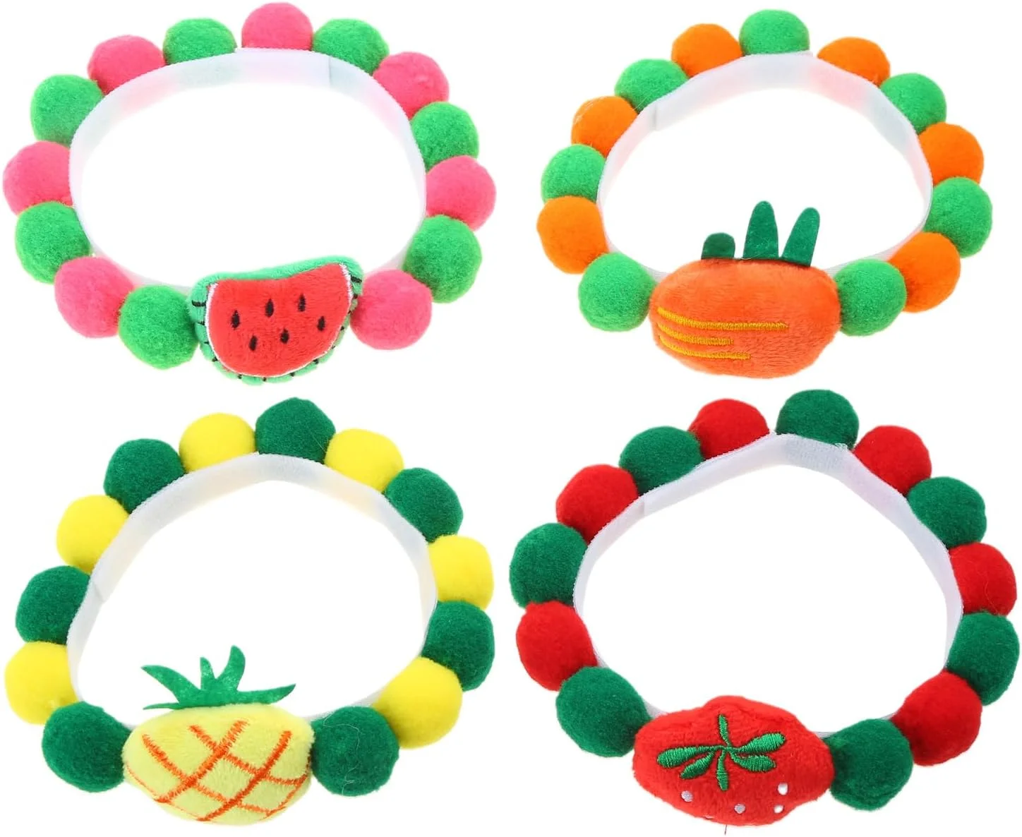 قلاده چسبی رنگارنگ برای جشن تولد حیوانات خانگی و تزئینات کریسمس، دارای پوم پوم قابل تنظیم