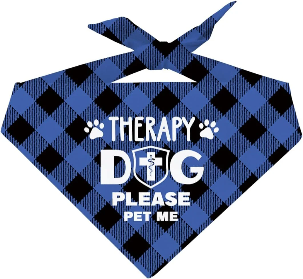 دستمال گردن سگ راحت برای سگ های پسر و دختر، شال چاپی چهارخانه کلاسیک برای سگ های کوچک، متوسط و بزرگ، هدیه سگی برای جشن تولد، دستمال گردن سگ درمانی لطفا نوازش کنید