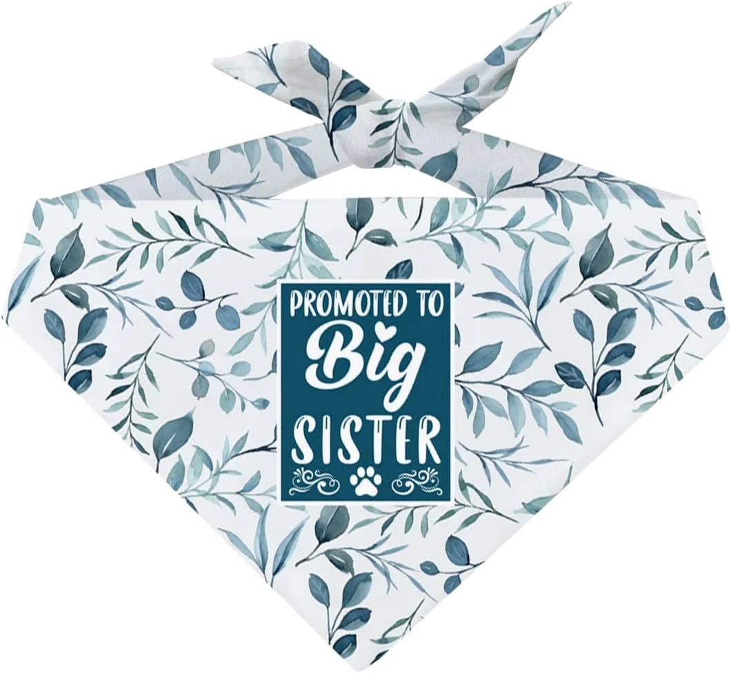 دستمال گردن سگ راحت برای دخترانه، روسری چاپی برگ سبز برای سگ های کوچک، متوسط و بزرگ، هدیه خواهر بزرگتر برای سگ ها، هدیه تولد سگ، دستمال گردن ترفیع به خواهر بزرگتر