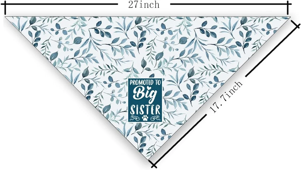 دستمال گردن سگ راحت برای دخترانه، روسری چاپی برگ سبز برای سگ های کوچک، متوسط و بزرگ، هدیه خواهر بزرگتر برای سگ ها، هدیه تولد سگ، دستمال گردن ترفیع به خواهر بزرگتر