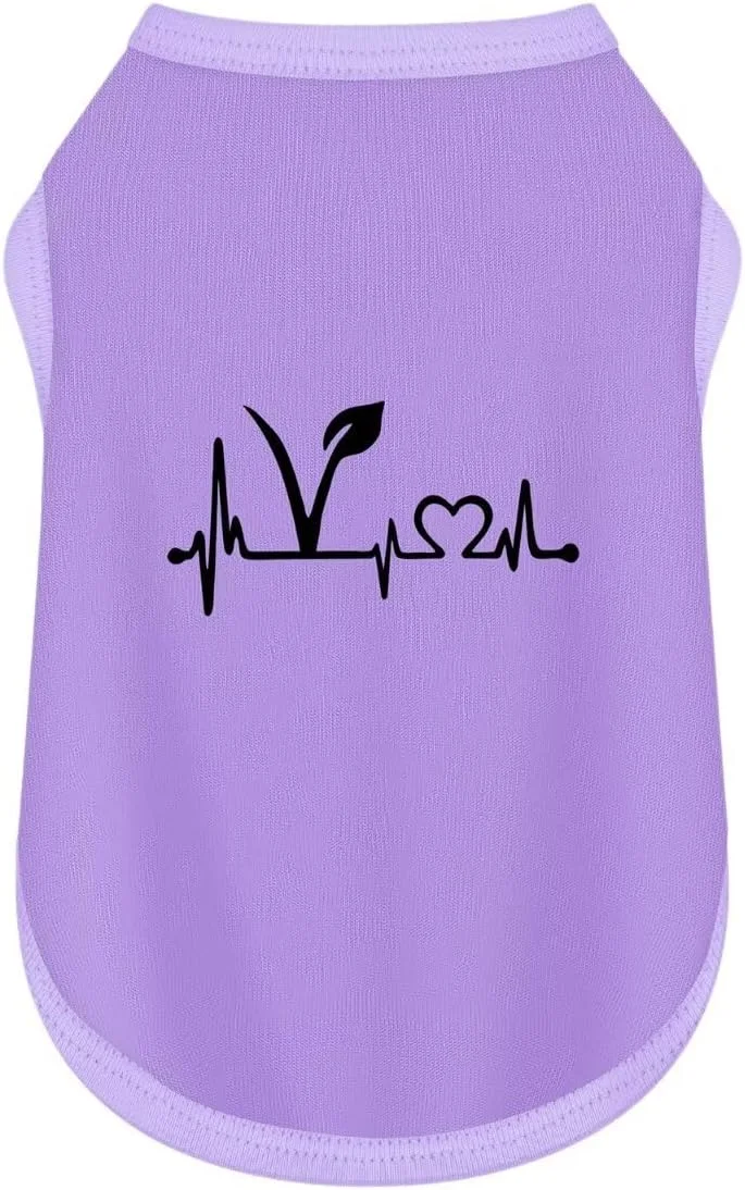 لباس سگ بدون آستین راحت: تاپ رکابی حیوانات خانگی برای گردش در فضای باز، طرح گیاهی بنفش سایز L