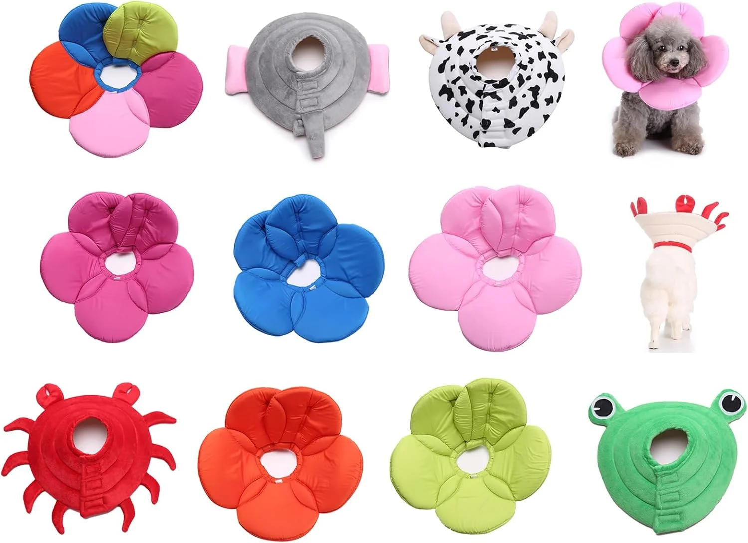 طوق گردنی التیام زخم حیوانات خانگی، طرح حیوانات پشمالو، مدل الیزابتی، گل دار و نرم برای سگ و گربه