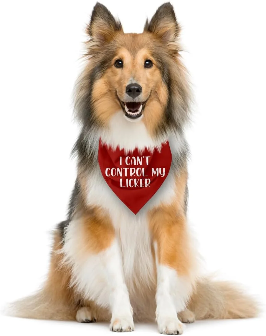 دستمال گردن سگ با طرح "زبون دراز غیرقابل کنترل من"، دستمال گردن بوسه‌های آبدار، سگ آب دهن، روسری مثلثی حیوان خانگی بامزه، لوازم جانبی روسری حیوان خانگی برای سگ‌ها و گربه‌های کوچک و متوسط، مناسب برای عکس