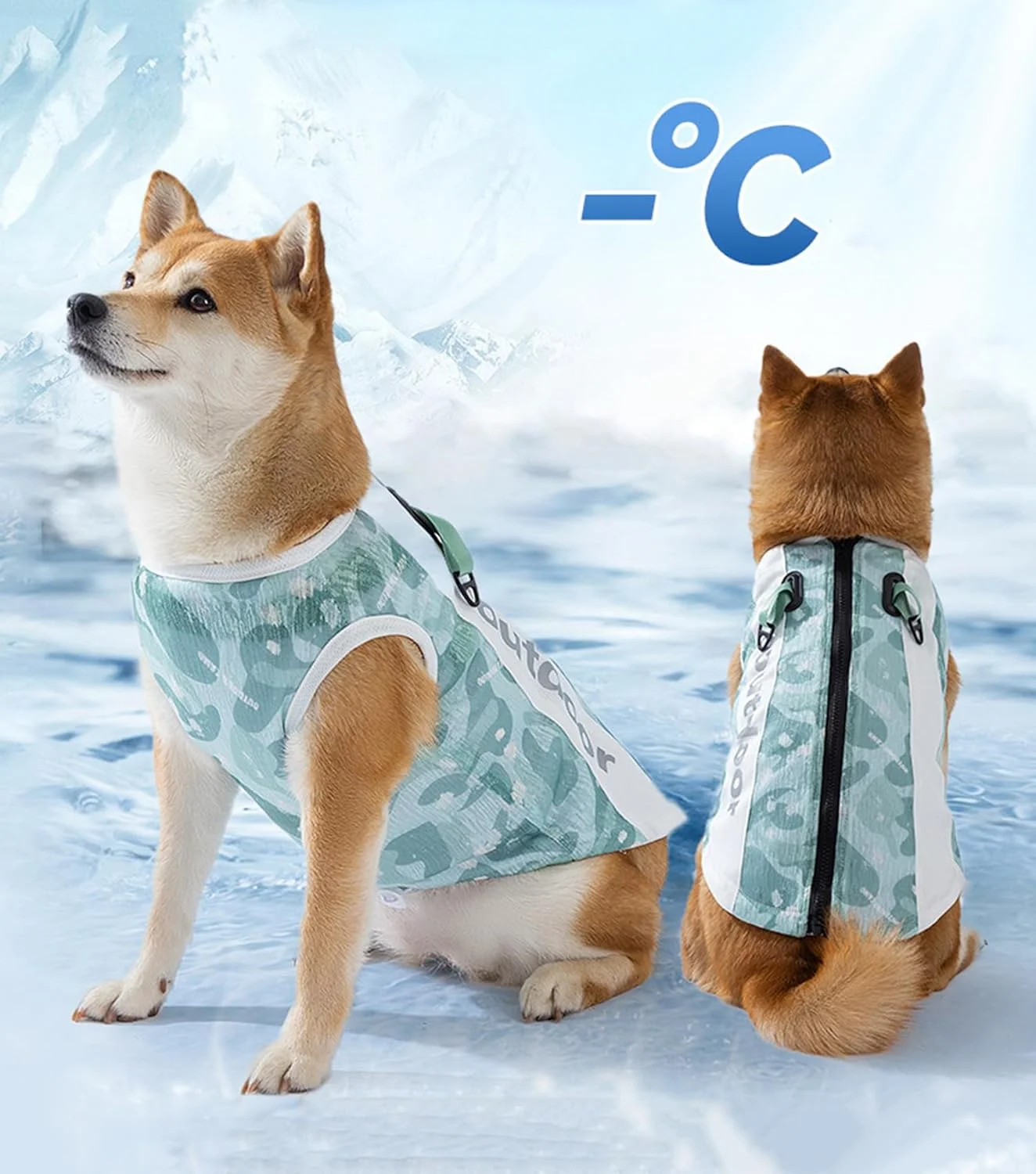 جلیقه خنک کننده حیوانات خانگی برای سگ ها، ژاکت هوای گرم برای توله سگ ها، لباس تنفسی و موثر در فضای باز برای پارک، کمپینگ و فعالیت ها (سبز، سایز: M)