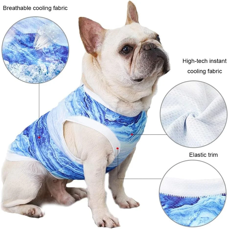 جلیقه خنک کننده سگ برای پیاده روی و کوهنوردی در فضای باز، ژاکت خنک کننده تنفسی و کت خنک کننده سگ برای کاهش اضطراب، محافظت در برابر آفتاب، قابل شستشو در ماشین لباسشویی - سایز L